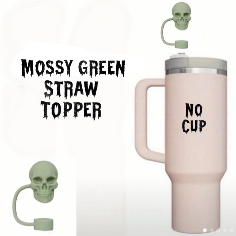 Straw Cover, 10 mm Straw, MOSSY GREEN Skull, NEW, Dust /Bug/Germ Proof y…
